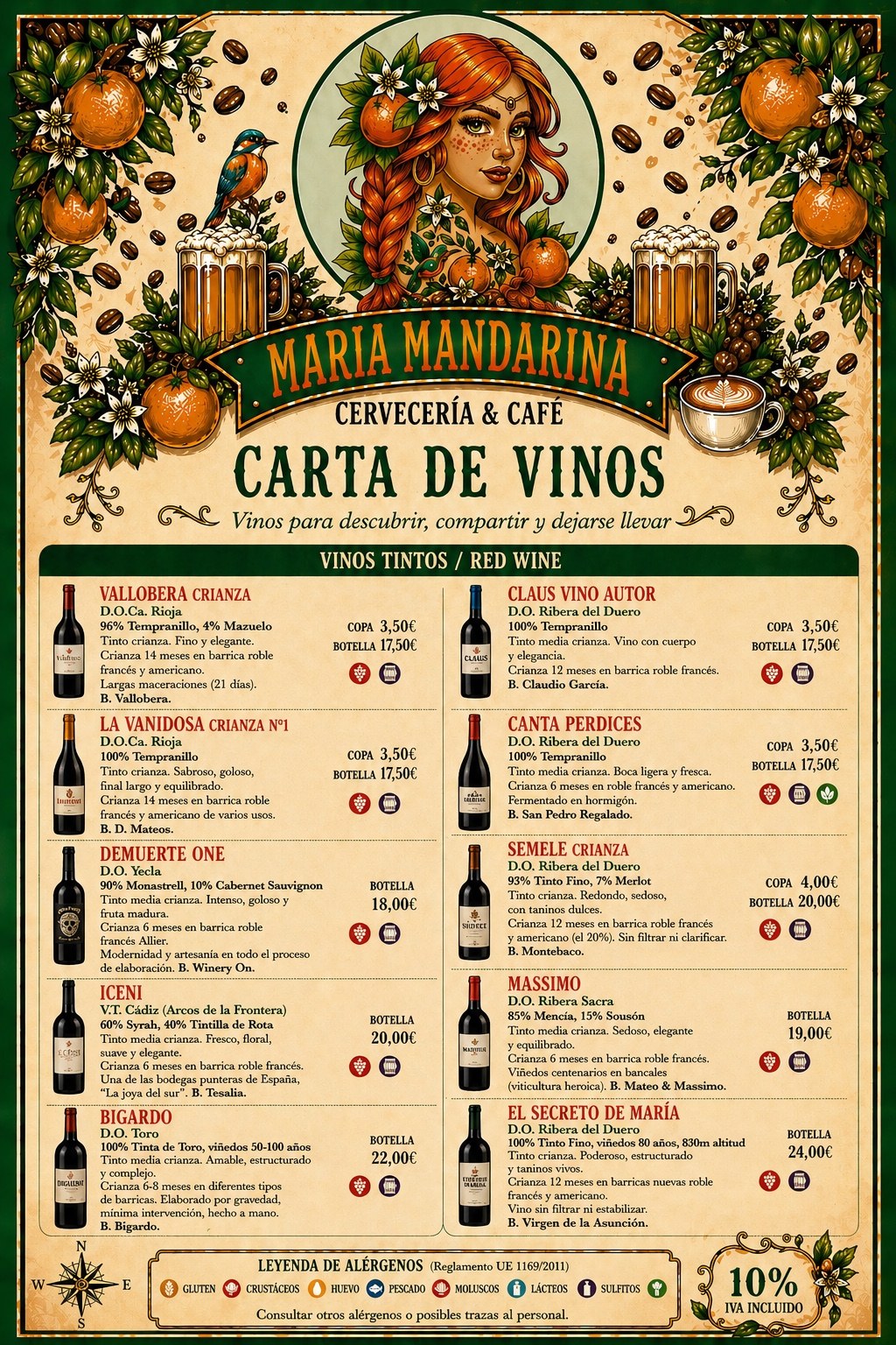 Original menu image: Wine List · Red Wines