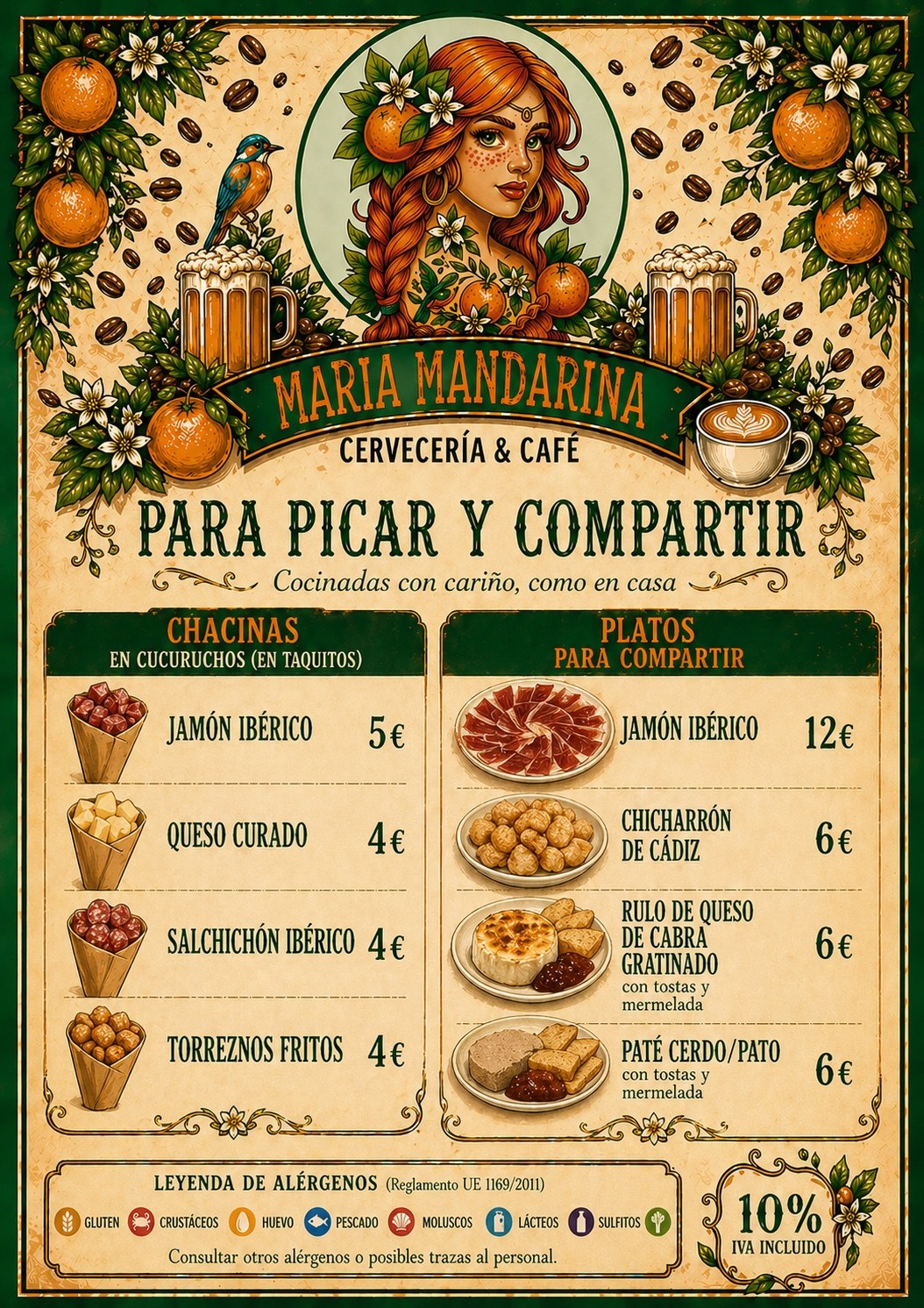 Original menu image: Snacks & Sharing