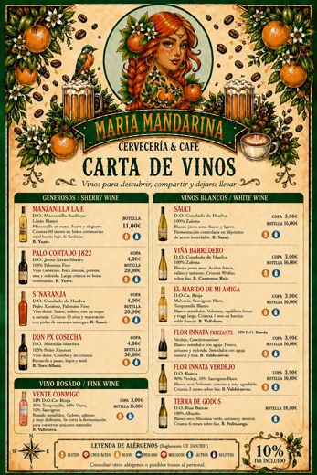 Wine List · Sherry, White & Rosé